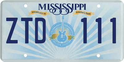 MS license plate ZTD111