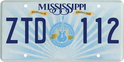 MS license plate ZTD112