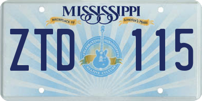 MS license plate ZTD115