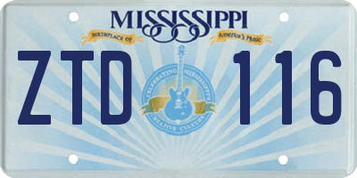 MS license plate ZTD116
