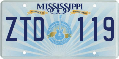 MS license plate ZTD119