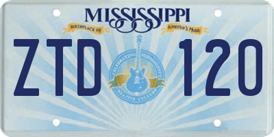 MS license plate ZTD120