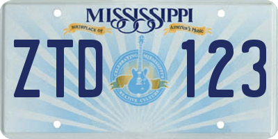 MS license plate ZTD123