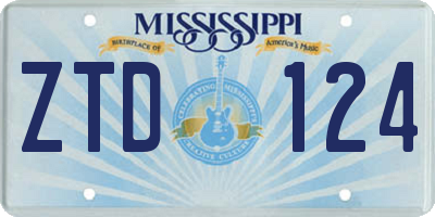 MS license plate ZTD124