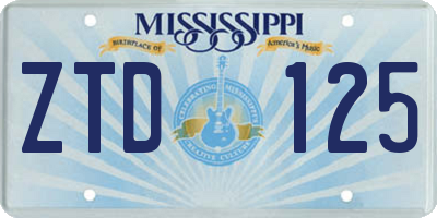 MS license plate ZTD125