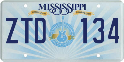 MS license plate ZTD134