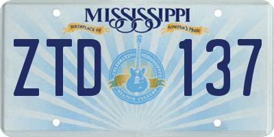 MS license plate ZTD137