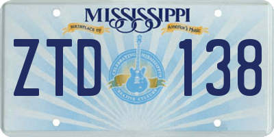 MS license plate ZTD138