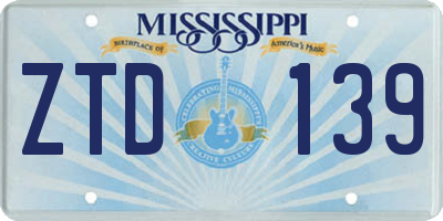 MS license plate ZTD139