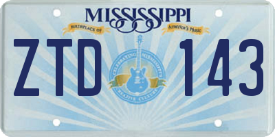 MS license plate ZTD143