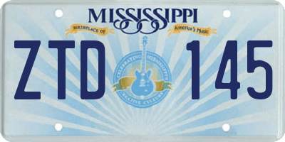 MS license plate ZTD145