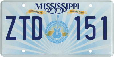 MS license plate ZTD151