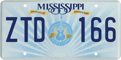 MS license plate ZTD166