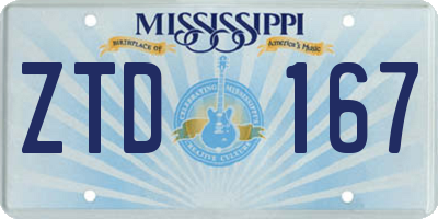 MS license plate ZTD167