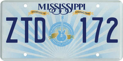 MS license plate ZTD172
