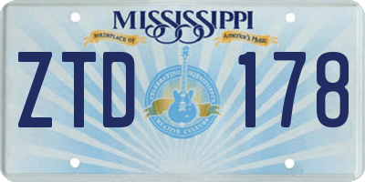 MS license plate ZTD178