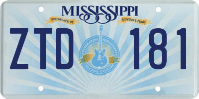 MS license plate ZTD181