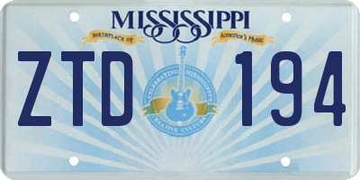 MS license plate ZTD194