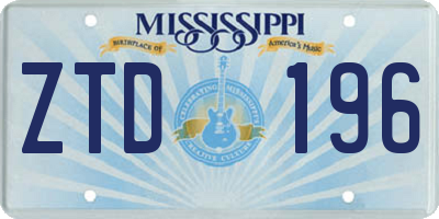 MS license plate ZTD196