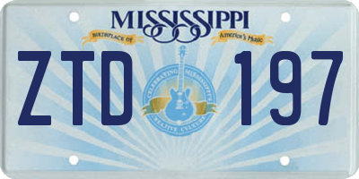 MS license plate ZTD197