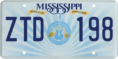 MS license plate ZTD198