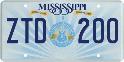 MS license plate ZTD200