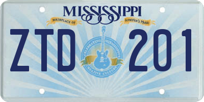 MS license plate ZTD201