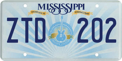 MS license plate ZTD202