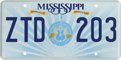 MS license plate ZTD203