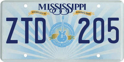 MS license plate ZTD205
