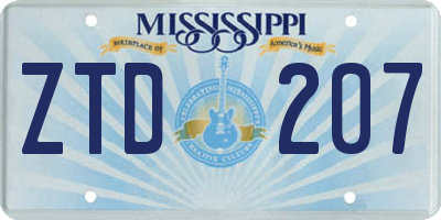 MS license plate ZTD207