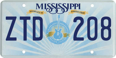 MS license plate ZTD208