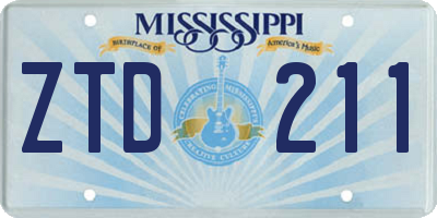 MS license plate ZTD211