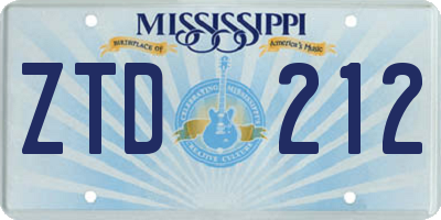 MS license plate ZTD212