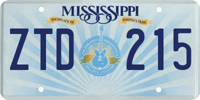 MS license plate ZTD215