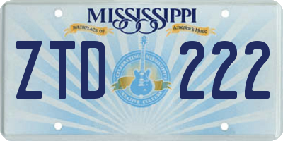 MS license plate ZTD222