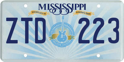 MS license plate ZTD223