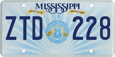 MS license plate ZTD228