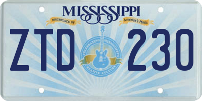 MS license plate ZTD230