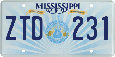 MS license plate ZTD231