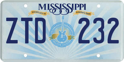 MS license plate ZTD232