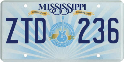 MS license plate ZTD236