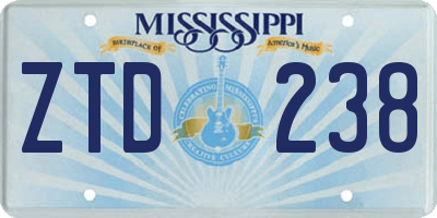 MS license plate ZTD238