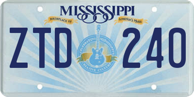 MS license plate ZTD240