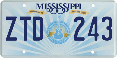 MS license plate ZTD243