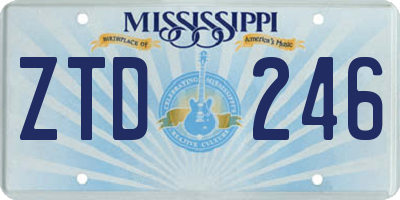 MS license plate ZTD246