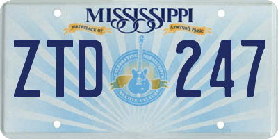 MS license plate ZTD247