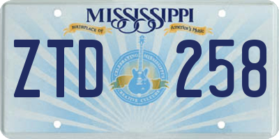 MS license plate ZTD258