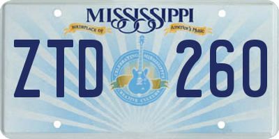 MS license plate ZTD260