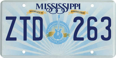 MS license plate ZTD263